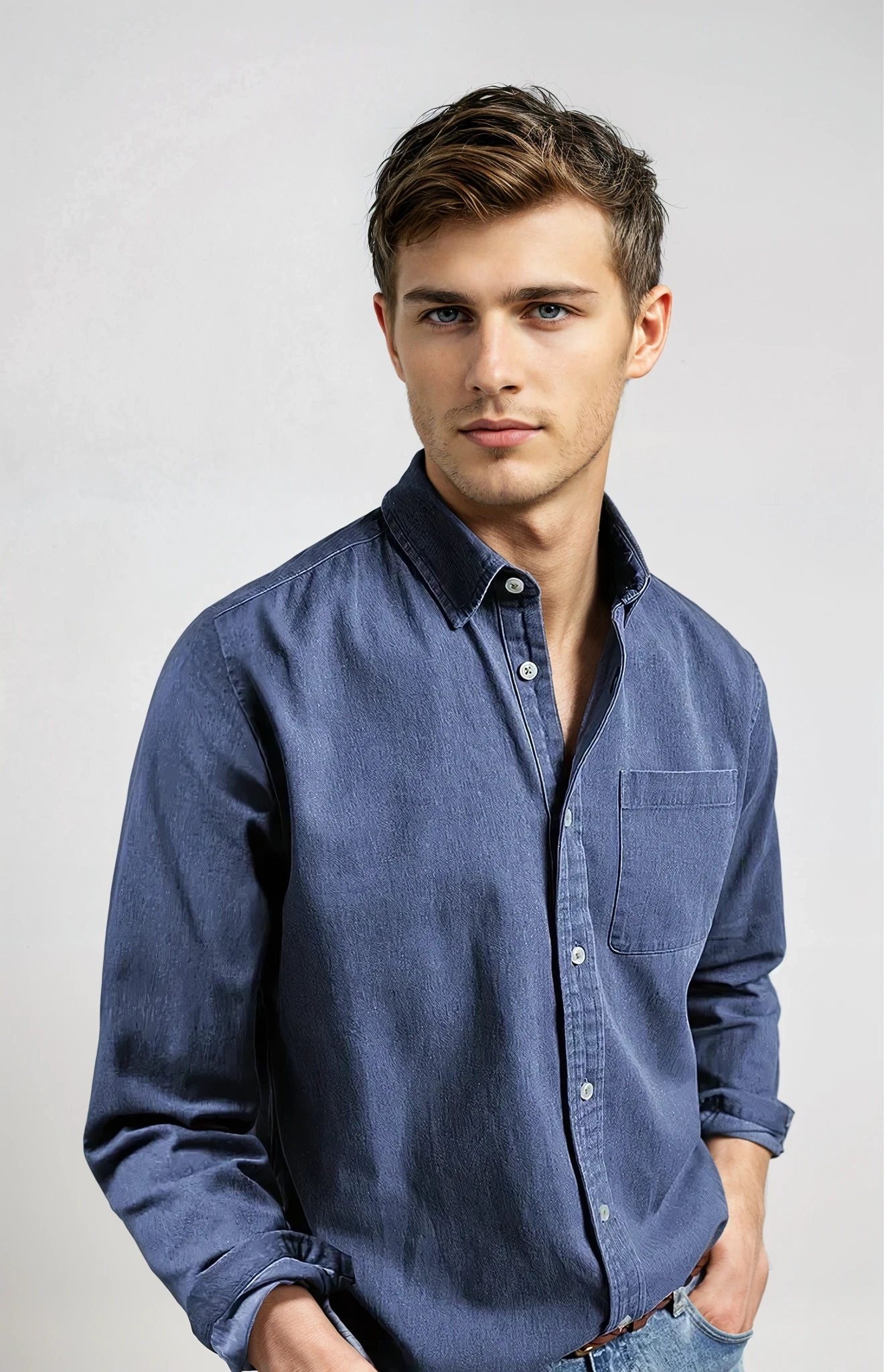 Relaxed Fit Shirt With Collar For Men