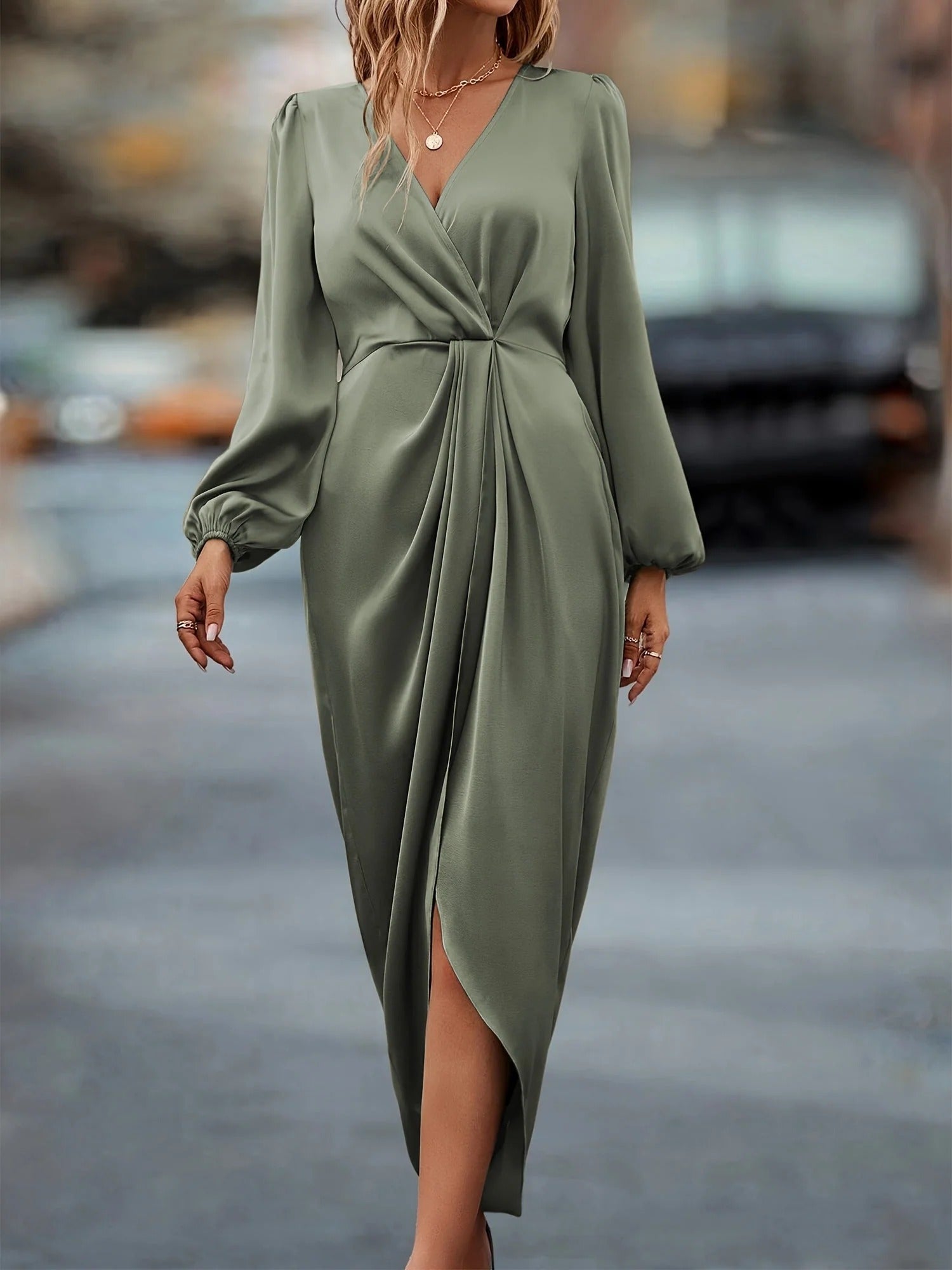 Ruched Wrap Dress Autumn For Women