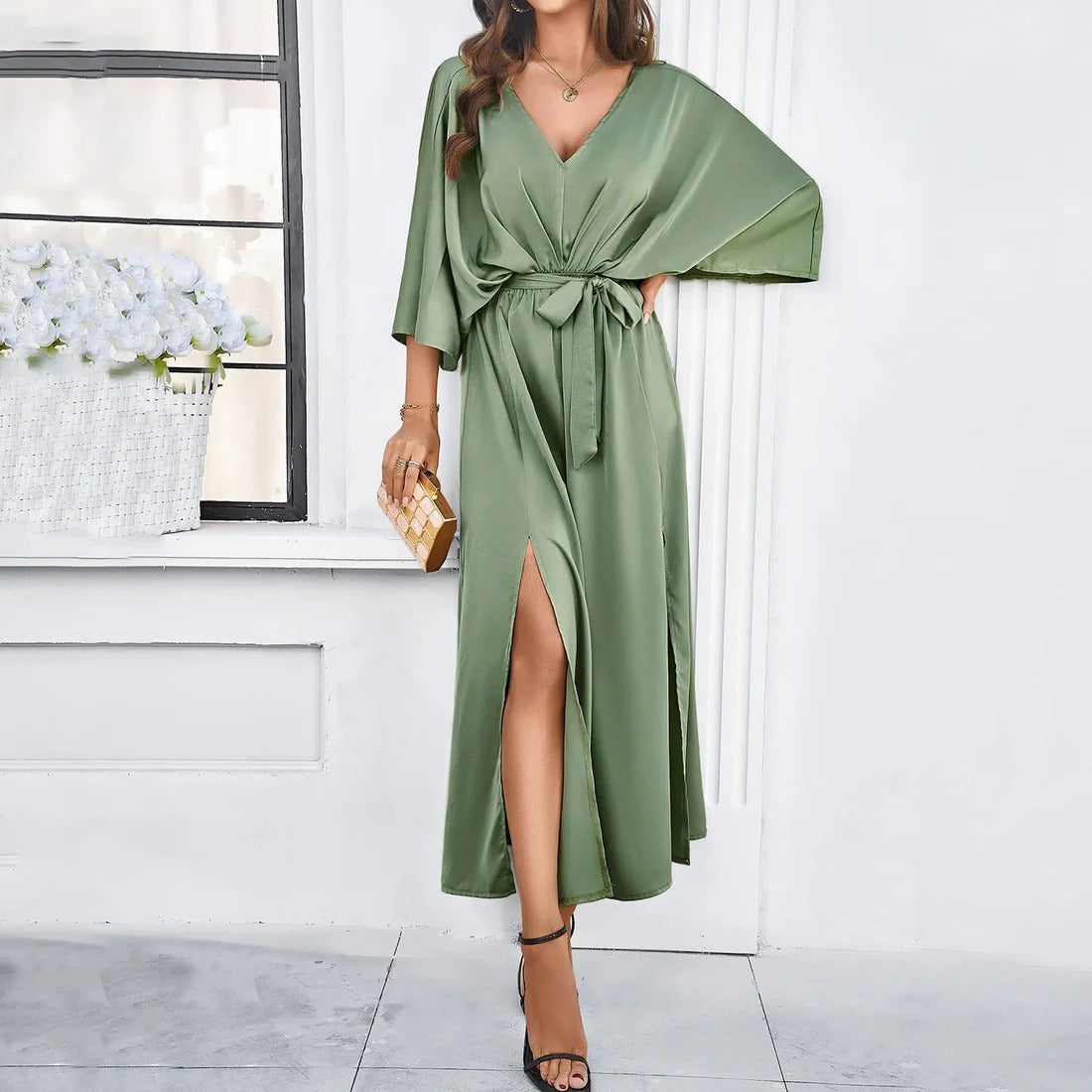 Spring V Neck Dress Casual For Women